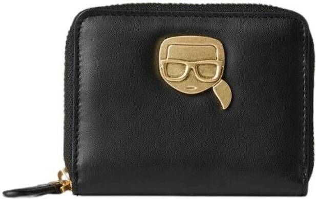 Karl Lagerfeld Ikonik Embrossed Small Zip Wallet Zwart Dames