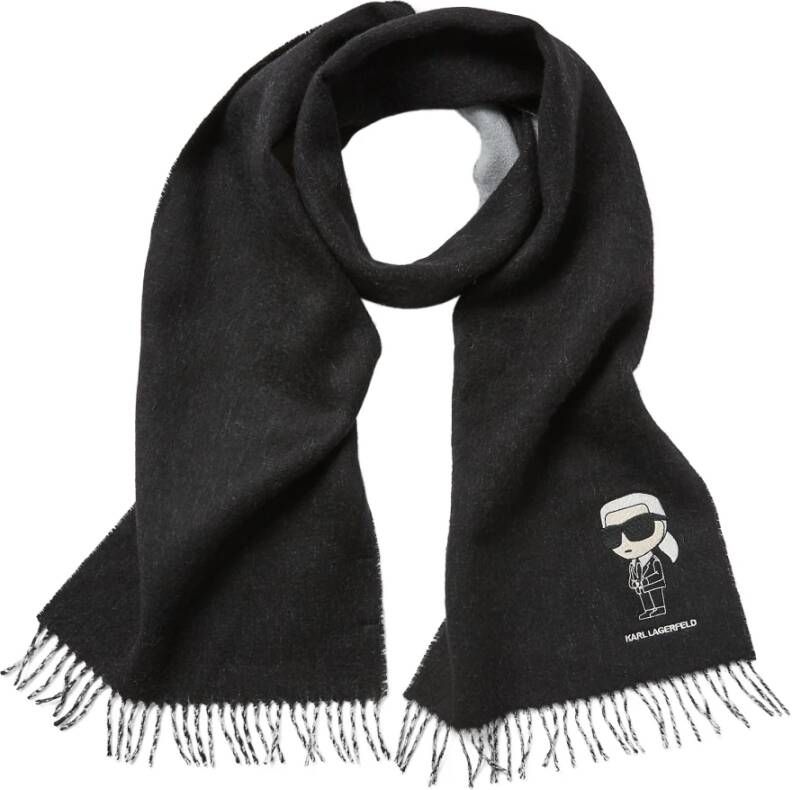 Karl Lagerfeld Scarf Ikonik 2.0 All-Over Print Zwart Dames