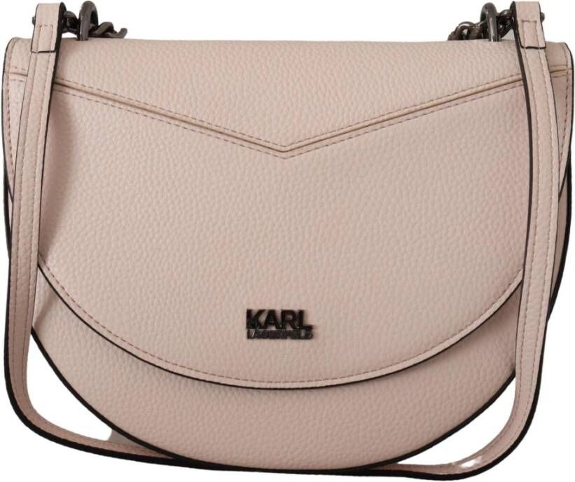 Karl Lagerfeld Lichtroze Leren Schoudertas met Klepsluiting Pink Dames