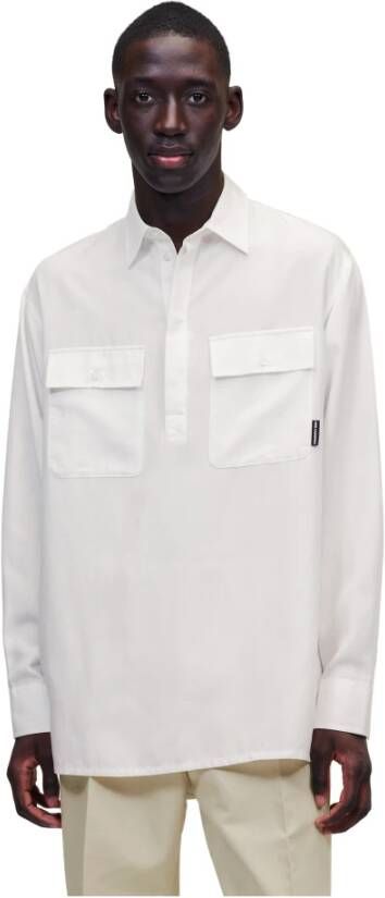 Karl Lagerfeld Shirt Linen Blend Wit Heren