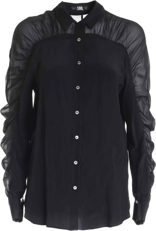 Karl Lagerfeld Zwarte Zijden Overhemd met Elegante Details Black Dames