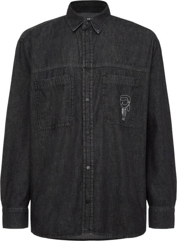 Karl Lagerfeld Shirt Ikonik 2.0 denim Zwart Heren