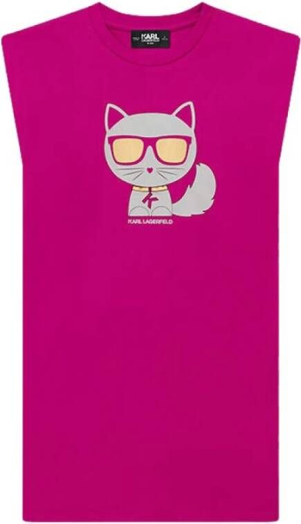 Karl Lagerfeld Kids T-shirtjurk met Choupette print Roze
