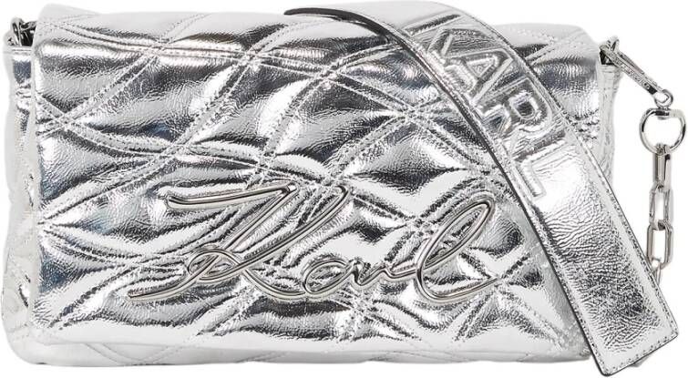 Karl Lagerfeld Shoulder bag Signature Soft Quilted Metallic Grijs Dames