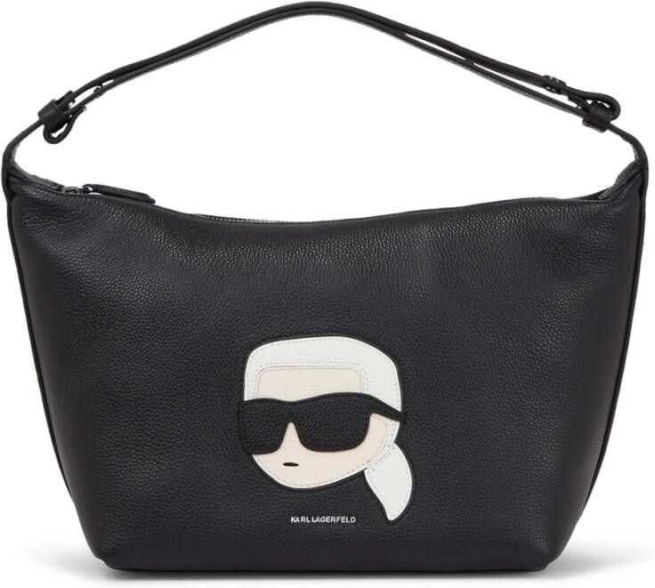 Karl Lagerfeld Hobo bags Ikonik 2.0 Lea Zip Sb Grainy in zwart