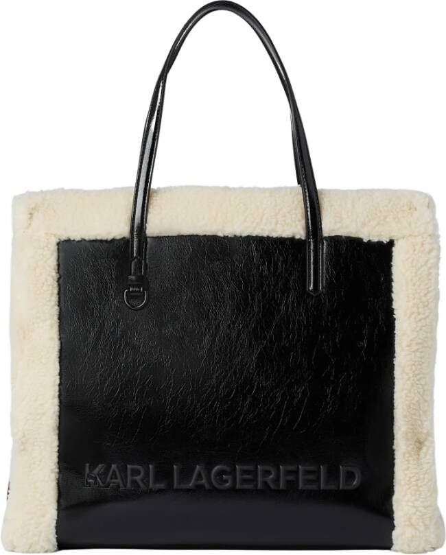Karl Lagerfeld Skuare grote shearling -draagtas Zwart Dames