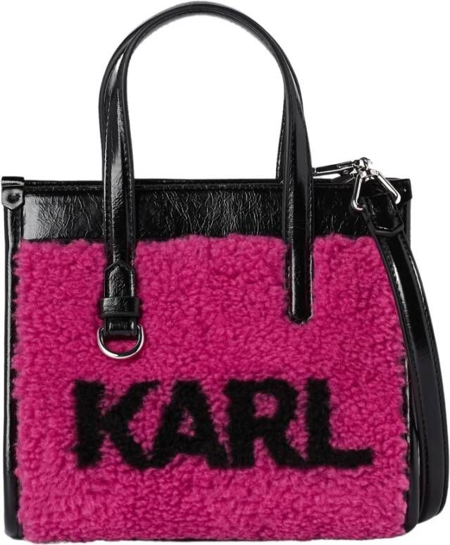 Karl Lagerfeld Skuare kleine shearling draagtas Roze Dames