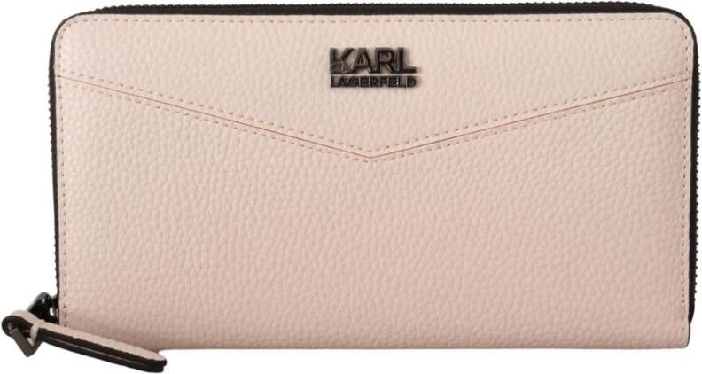 Karl Lagerfeld Stijlvolle Portemonnee met Ritssluiting en Meerdere Compartimenten Pink Dames