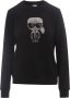 Karl Lagerfeld Ikonik Rhinestones Sweatshirt 210W1822 999 Zwart Dames - Thumbnail 1