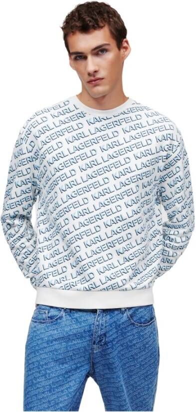 Karl Lagerfeld Sweatshirt all-over print logo Blauw Heren