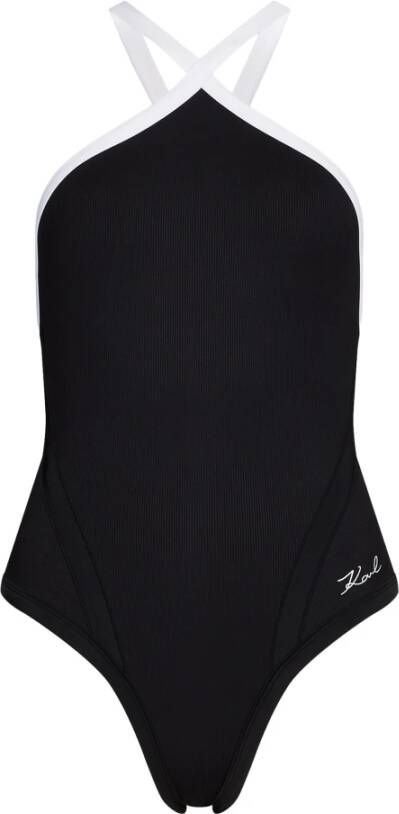 Karl Lagerfeld Swimwear Body DNA Rib Swimsuit Zwart Dames