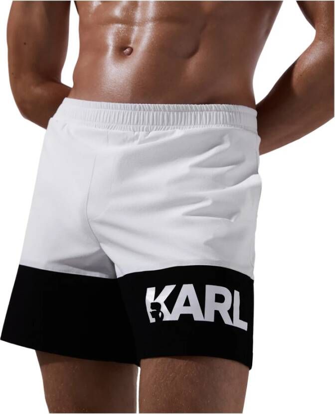 Karl Lagerfeld Swimwear Bottom Colour Block Boardshorts Wit Heren