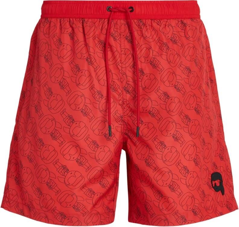 Karl Lagerfeld Swimwear Bottom Ikonik 2.0 All-Over Print Boardshorts Rood Heren