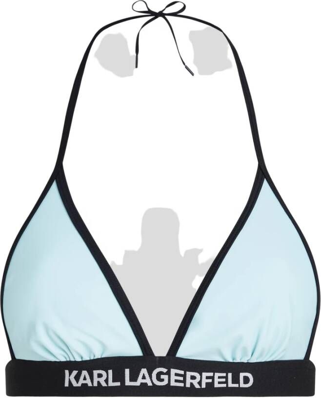 Karl Lagerfeld Swimwear Top Triangle Bikini Top met logo elastisch Blauw Dames