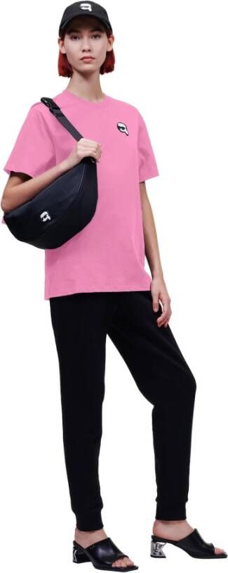 Karl Lagerfeld T-shirt Ikonik 2.0 oversized Roze Dames
