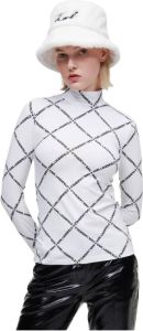 Karl Lagerfeld T-Shirt Long Sleeve Diamond Logo Wit Dames