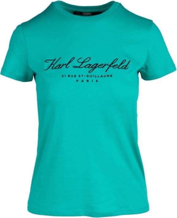 Karl Lagerfeld T-shirt met contrastlogo Groen Dames