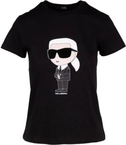 Karl Lagerfeld T-shirt met decoratief personage Zwart Dames