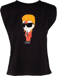 Karl Lagerfeld T-shirt met personage en logo Zwart Dames