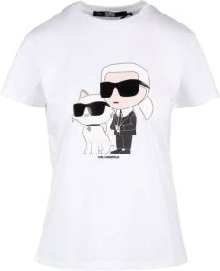 Karl Lagerfeld T-shirt met personages en logo Wit Dames