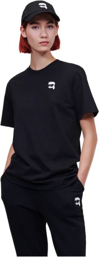 Karl Lagerfeld T-shirt Ikonik 2.0 oversized Zwart Dames