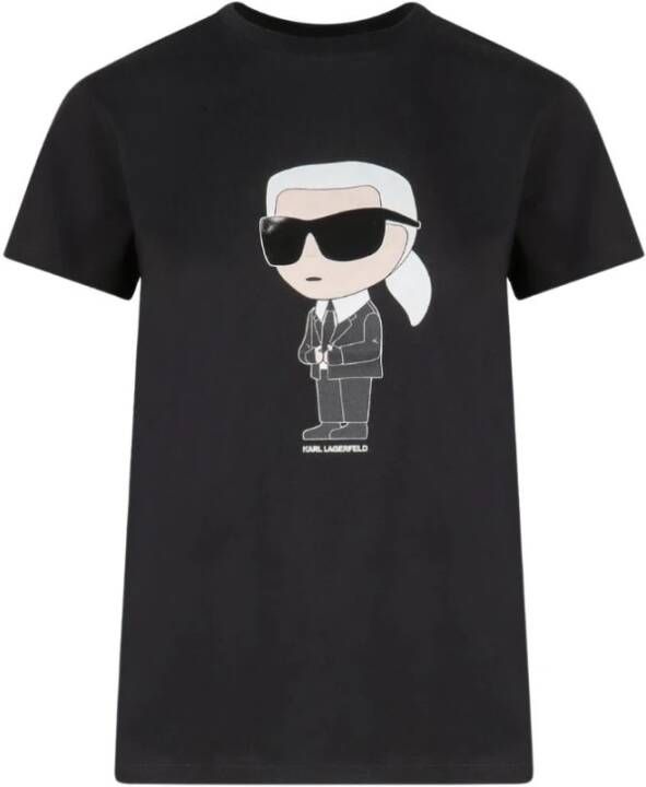 Karl Lagerfeld Elegant Maxi Print T-Shirt Black Dames