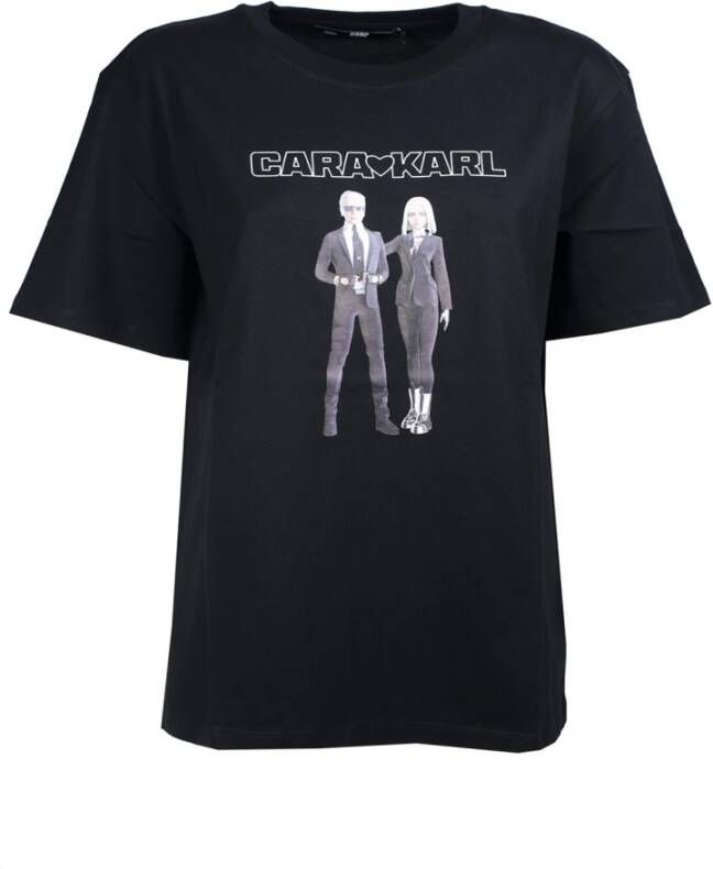 Karl Lagerfeld Cara Loves Karl Avatar T-Shirt Black Heren