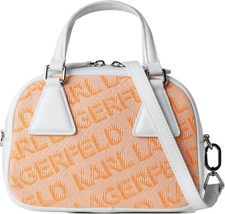 Karl Lagerfeld Top Handle Small Essential Jacquard Bowling Oranje Dames