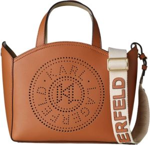 Karl Lagerfeld Tote Small K Circle Perforated Bruin Dames