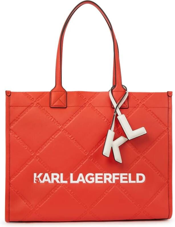 Karl Lagerfeld Grote K Skuare reliëf tote tas Red Dames