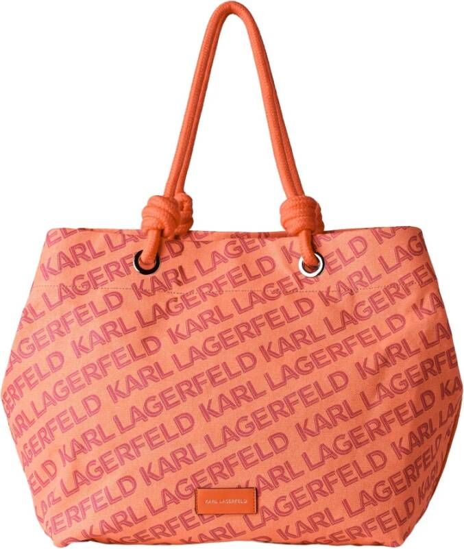 Karl Lagerfeld Beachwear Lifestyle Logo Beach Printed Tote Roze Dames