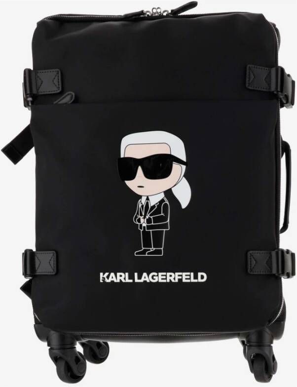 Karl Lagerfeld Trolley van Gerecycled Nylon met Logo Detail Zwart Dames