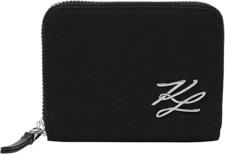 Karl Lagerfeld Wallet Small Autograph Soft Nylon Zip Zwart Dames