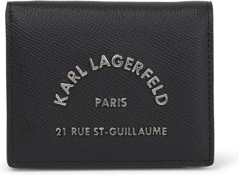 Karl Lagerfeld Logo-Plaque Portemonnee met Bi-Fold Design en Snap-Fit Sluiting Black Dames