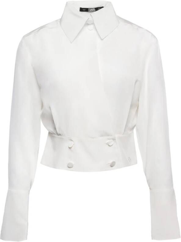 Karl Lagerfeld Witte Zijden Overhemd met Klassieke Kraag White Dames