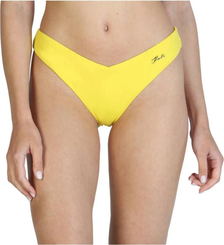 Karl Lagerfeld Gele Bedrukte Logo String Badkleding Yellow Dames