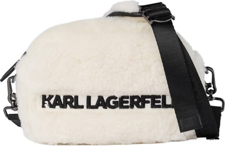 Karl Lagerfeld X Cara Delevingne Shearling Crossbody Bag Wit Dames