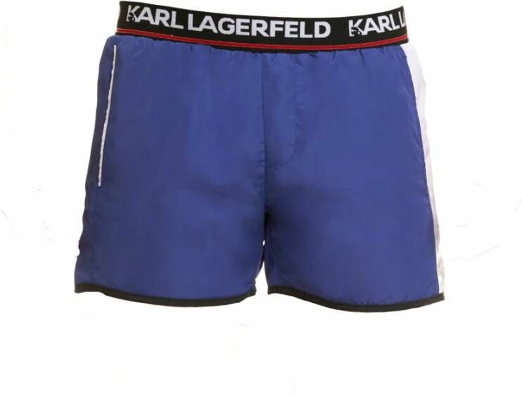Karl Lagerfeld Blauwe Heren Zwembroek met Contrastdetails Blue Heren