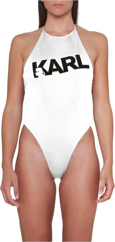 Karl Lagerfeld Zwempak geprint logo Wit Dames