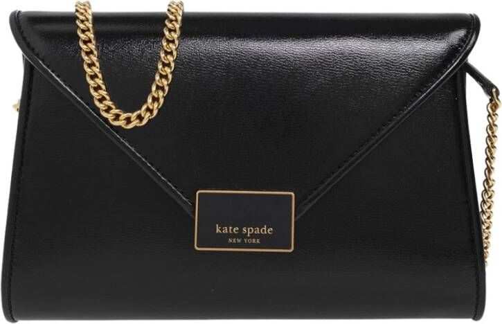 Kate spade new york Clutches Anna Shiny Textured Leather Medium Envelope Clutch in zwart