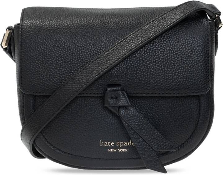 Kate spade new york Satchels Knott Pebbled Leather Medium Saddle Bag in zwart