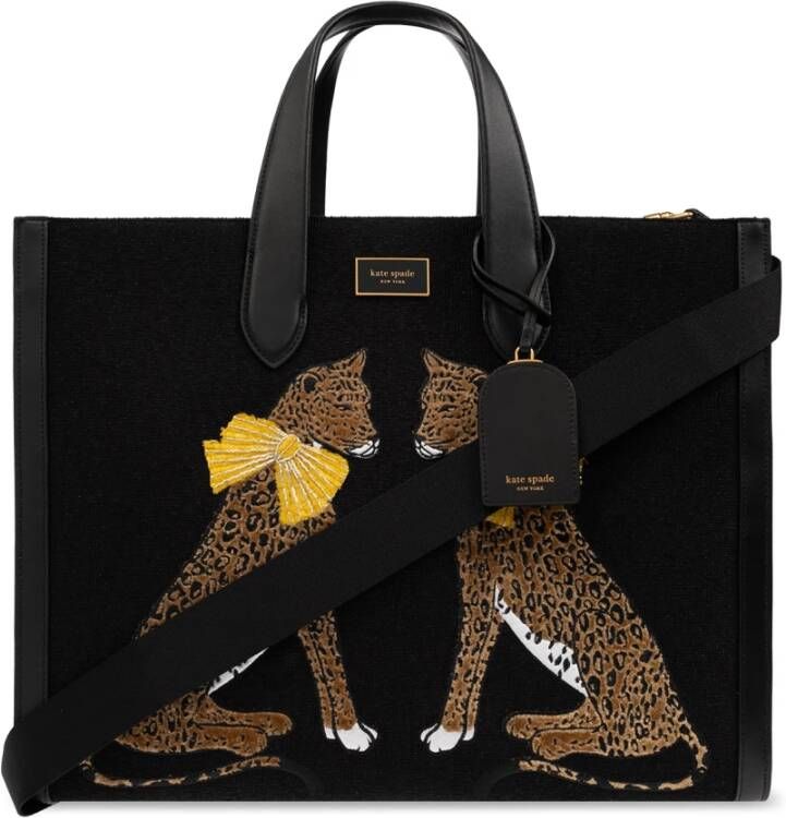 Kate spade new york Totes Manhattan Lady Leopard Embroidered Fabric in zwart