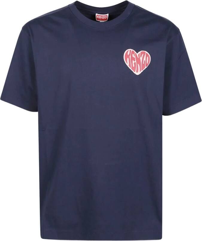 Kenzo 77 Bleu Nuit Hearts Oversize T-Shirt Blauw Heren