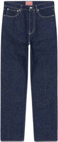 Kenzo Raw Denim Straight Cut Jeans Blue Heren
