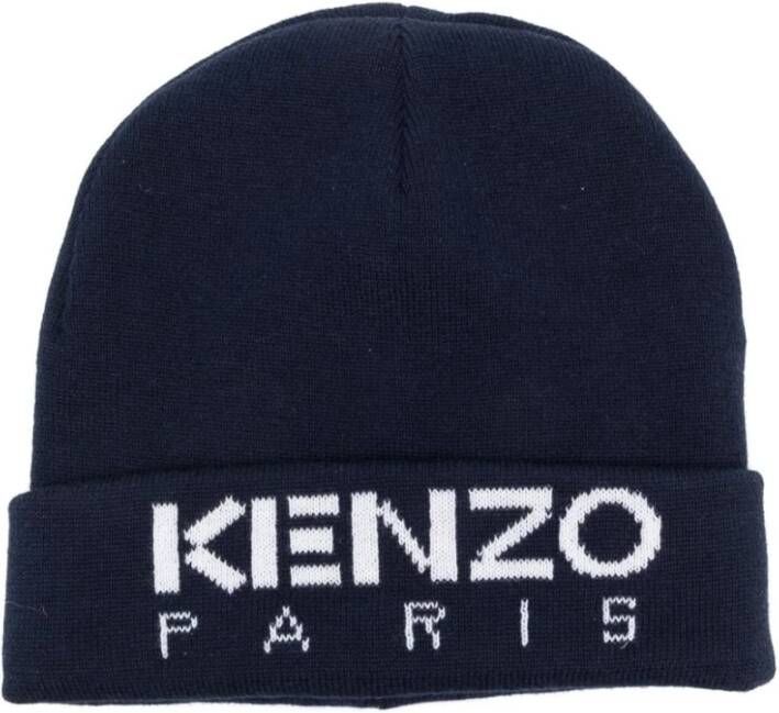 Kenzo Blauwe kinderhoeden met geborduurd logo Blue Heren