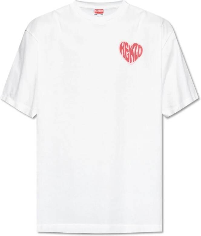 Kenzo Logo-print T-shirt met hartmotief White Heren