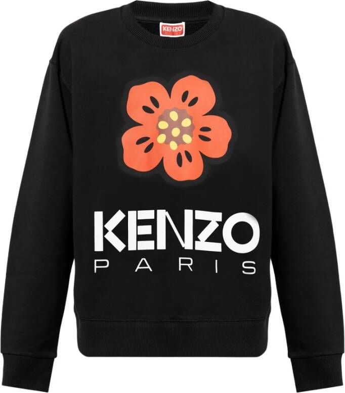Kenzo Zwart Crewneck Sweatshirt met Bloemenlogo Black Heren