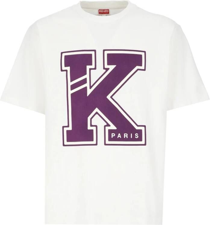Kenzo Beige Katoenen T-shirt met Contrasterend Logo Beige Heren