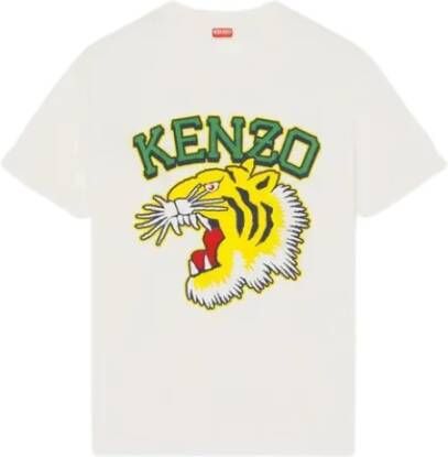 Kenzo Varsity Jungle Tiger Print Oversized T-Shirt White Heren