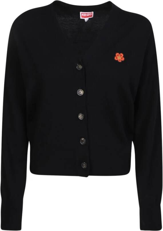 Kenzo Black cardigan from embroidered with a signature Boke crest at the chest Zwart Dames